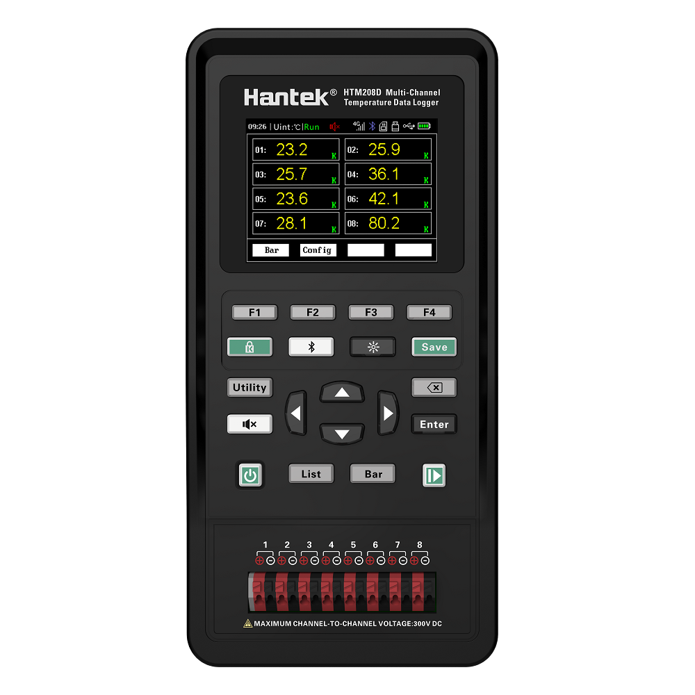 Hantek HTM208C Registratore di temperatura 8 canali (Bluetooth + SDCard) Hantek HTM208C Registratore di temperatura 8 canali (Bluetooth + SDCard)